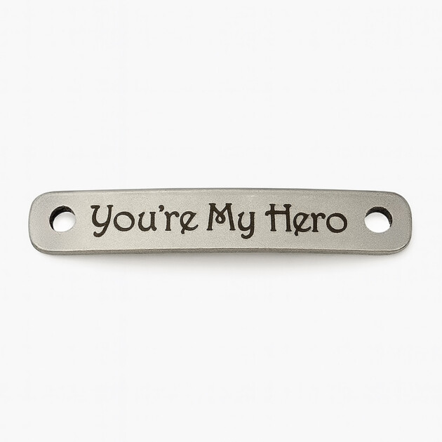 Custom Engraved Rectangle Bracelet with Rounded Corners – "You’re My Hero"