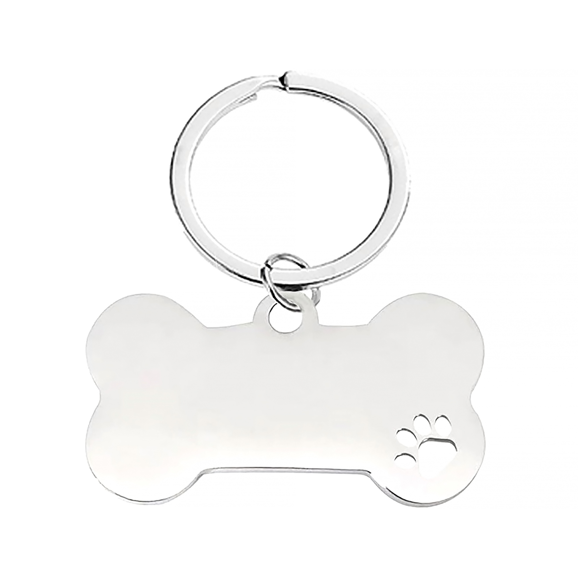 Custom Stainless Steel Bone-Shaped Pet ID Tags with Paw Print Design - Image 2