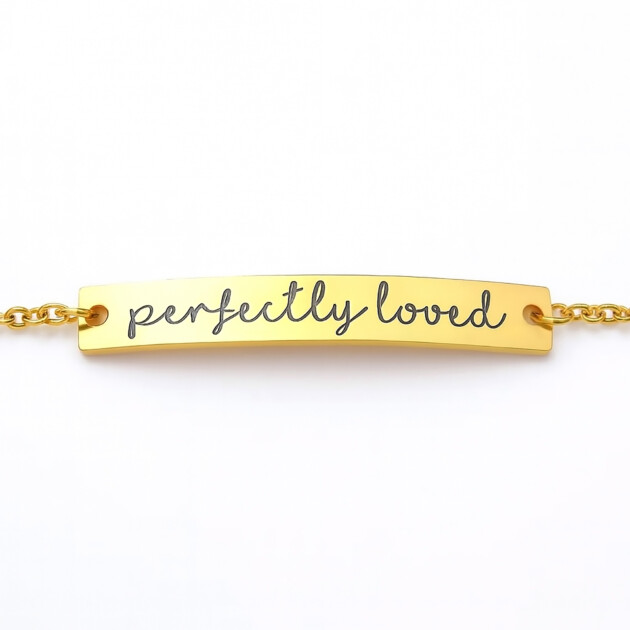 Custom Engraved Rectangle Curved Bracelet – "Perfectly Loved"