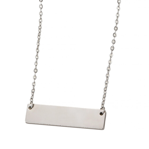 Custom Engraved Rectangle Necklace – “Beautifully Broken” or “Think
