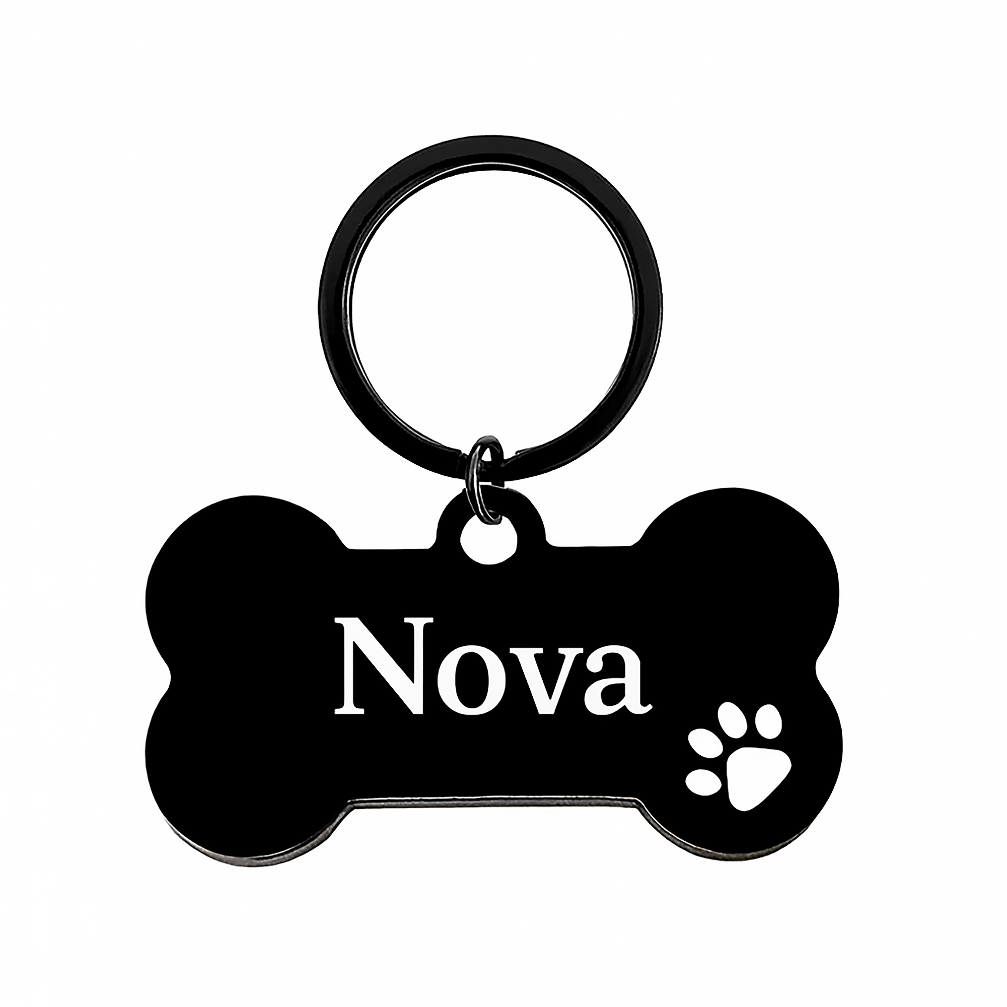 Custom Stainless Steel Bone-Shaped Pet ID Tags with Paw Print Design - Image 8
