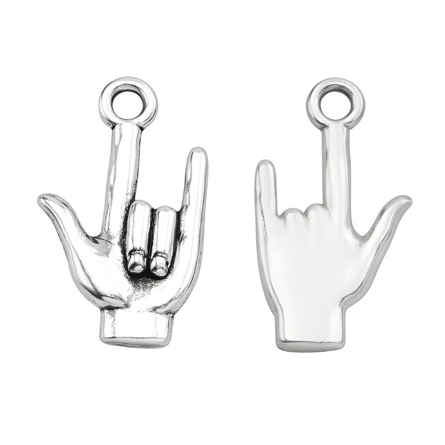 Custom “I Love You” Gesture Charm Pendant