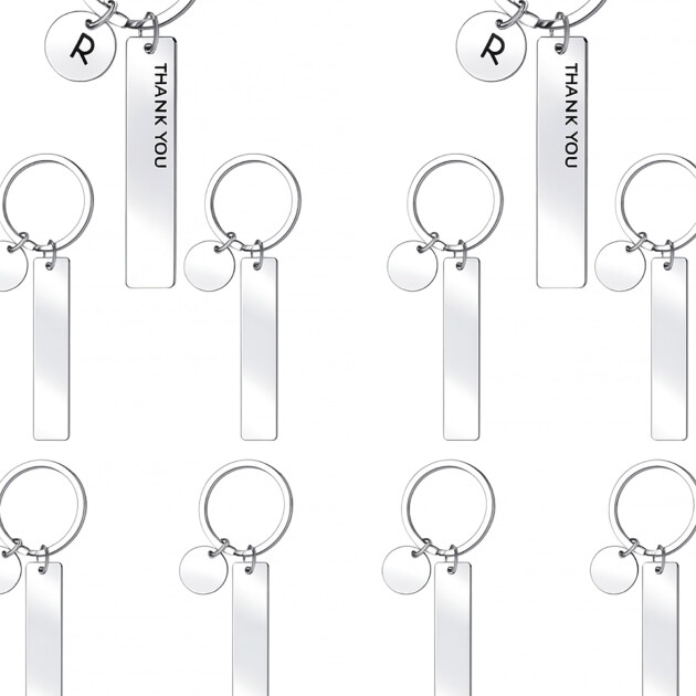 Custom Vertical Rectangle Keychain with Circle Charm
