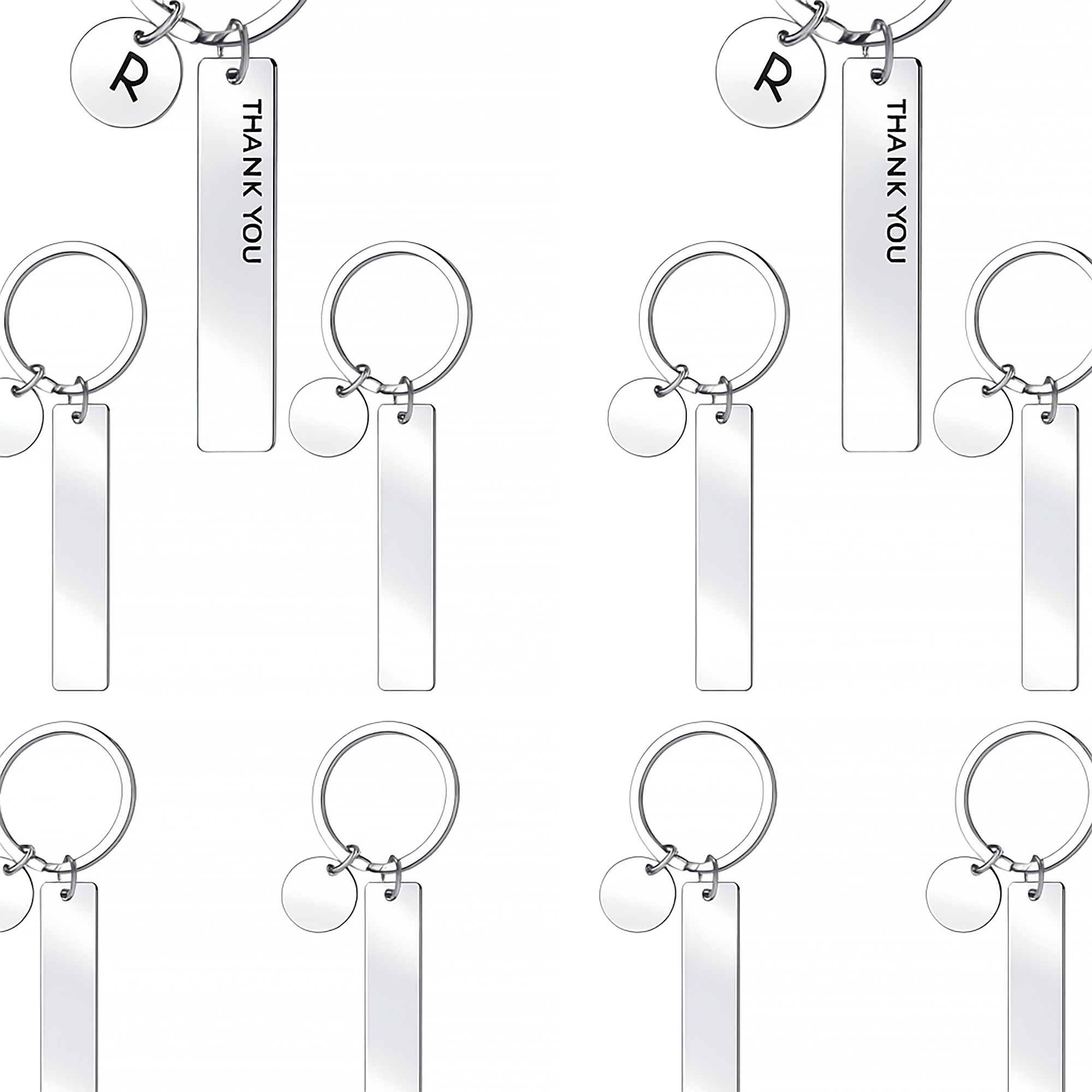 Custom Vertical Rectangle Keychain with Circle Charm
