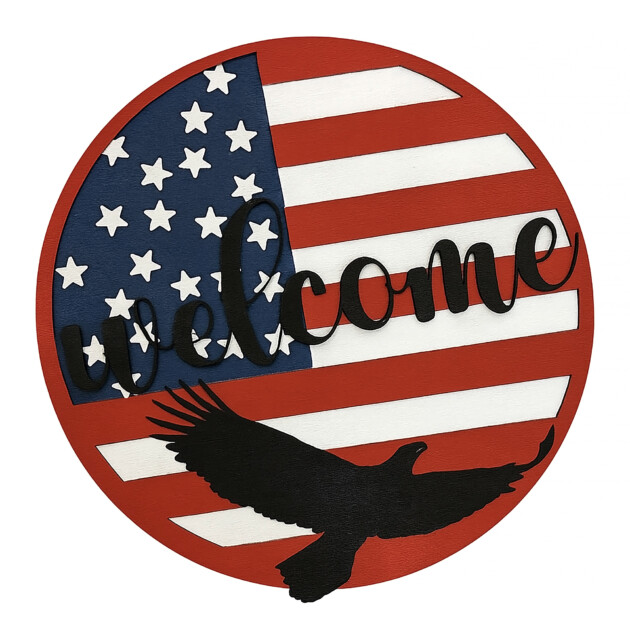 Wooden Door Hanger – American Flag Design – 10" – A Patriotic Touch for Your Home