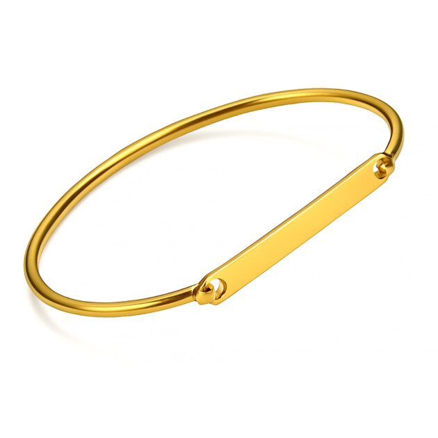 Custom 18K Gold Plated Titanium Steel Bangle – Personalized with Laser Engraving