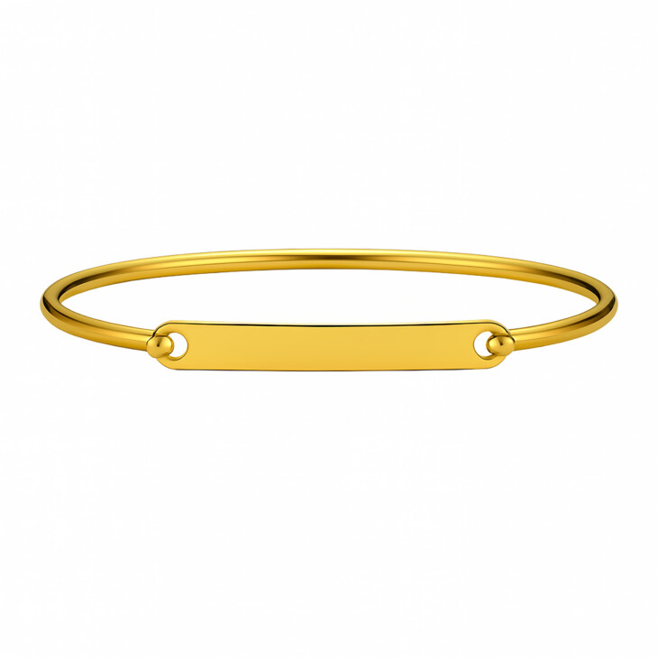 Custom 18K Gold Plated Titanium Steel Bangle – Personalized with Laser Engraving - Image 2