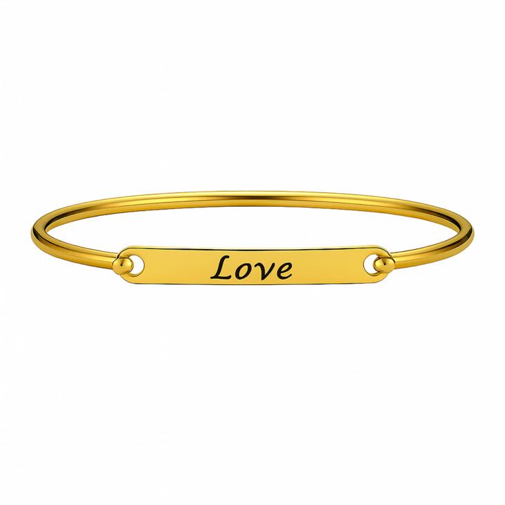 Custom 18K Gold Plated Titanium Steel Bangle – Personalized with Laser Engraving - Image 3