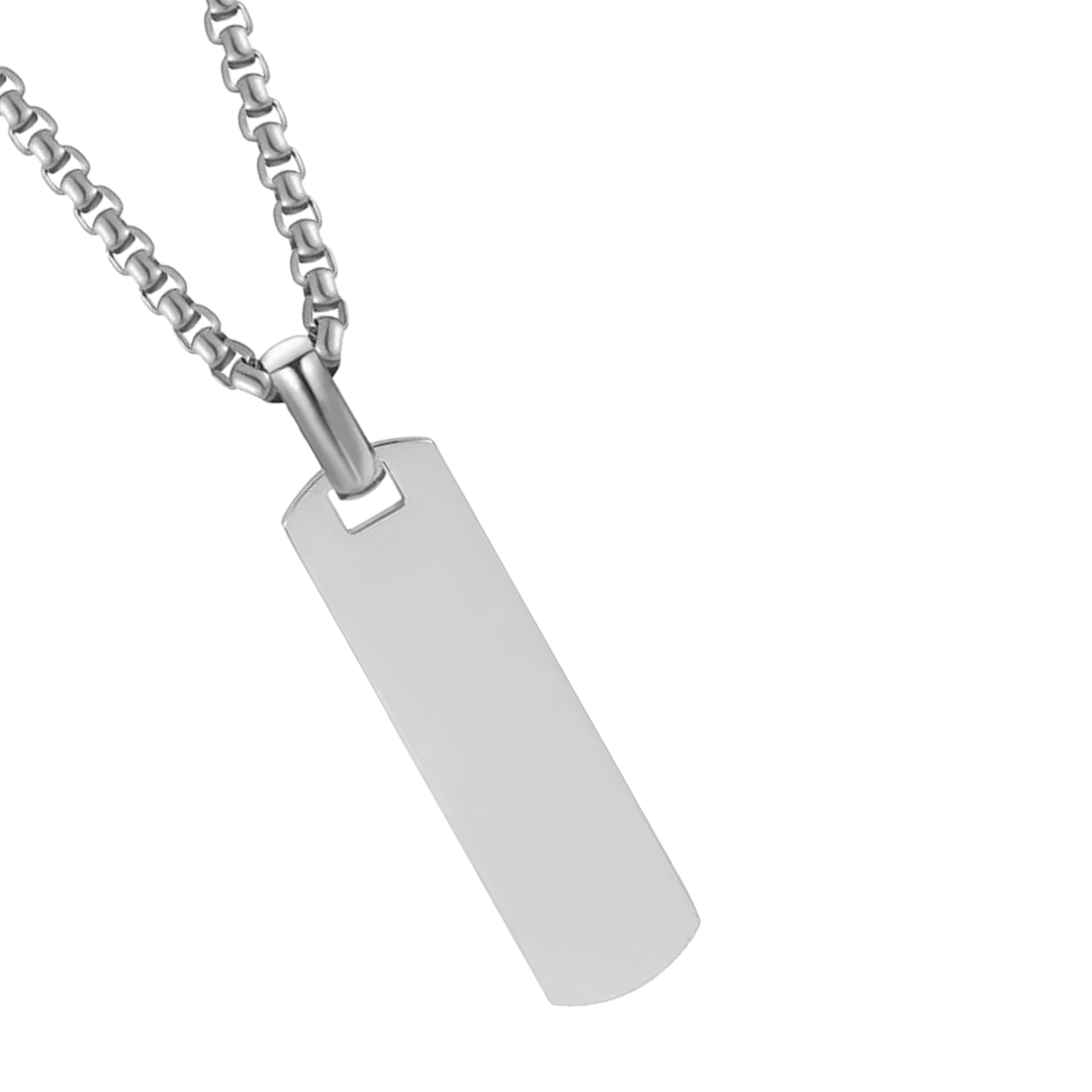 Custom Engraved Rectangle Vertical Necklace – "Rise Above" – $24.99